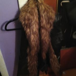Faux Leather Vest with Faux Fur Collar